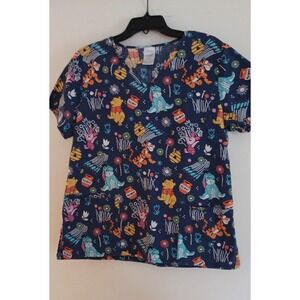 Winnie the Pooh Uniform Med. Scrub Top Winnie & Friends Disney‎ Cartoon Medical